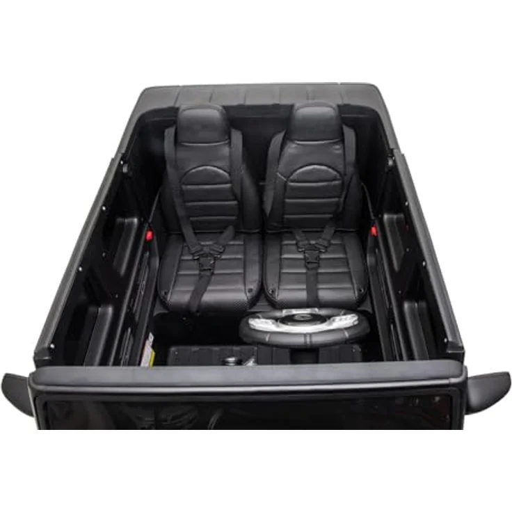 Beneo Elektrisches Kinderauto Mercedes-Benz G63 AMG 4x4, Zweisitzer, schwarz, MP3-Player mit USB/AUX und Bluetooth, Allradantrieb, Lithium-Batterie, EVA-Räder, Kunstledersitze, Fernbedienung, lizenziert – Bild 9