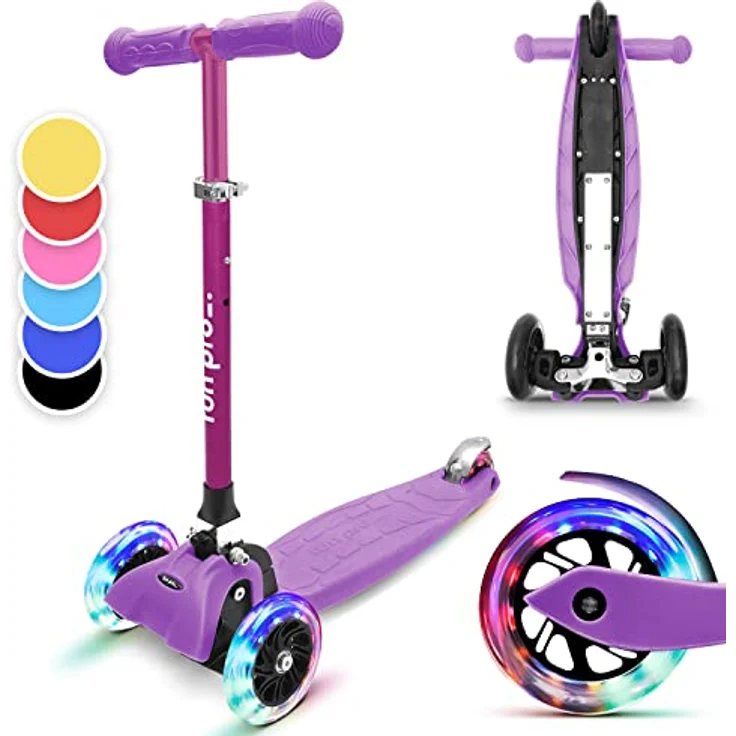 fun pro ONE Deluxe Kinderroller, Tretroller mit LED-Rädern, klappbar und höhenverstellbar, für Jungen und Mädchen ab 3 Jahren, stabil und sicher – Bild 1
