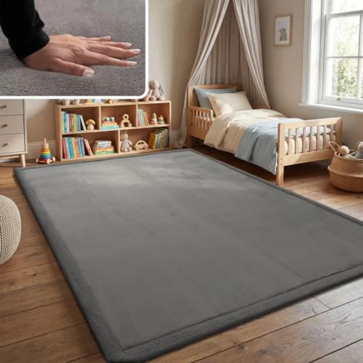 Paco Home Kinderteppich Anthrazit, 140x200 cm, weiche Krabbelmatte für Jungen und Mädchen, rutschfest und schadstoffgeprüft – Bild 1
