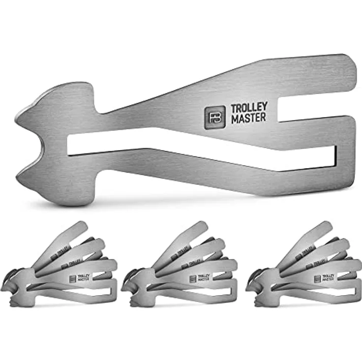 FABACH Trolley Master Stainless Steel Series, Edelstahl Einkaufswagenlöser Schlüsselanhänger für Frontlader- und Seitenschubfachfunktion, rostfreies Design