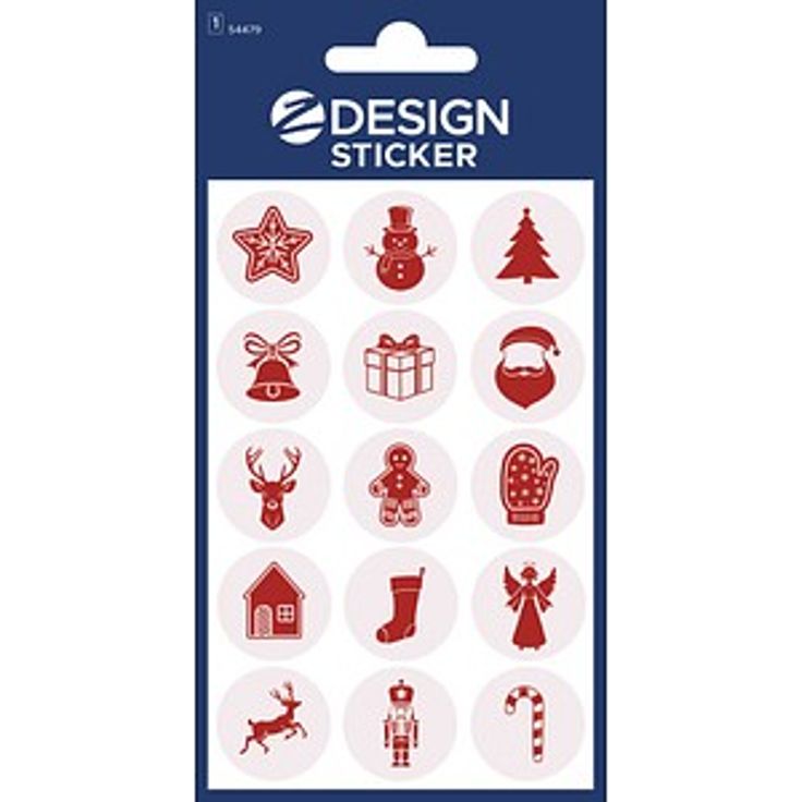 AVERY Zweckform Aufkleber Weihnachtsmotive, rot, 15 selbstklebende Etiketten aus Kunststoff