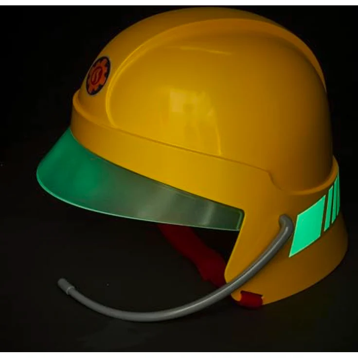 Simba Feuerwehrmann Sam Helm mit leuchtendem Schirm und Sticker im Dunkeln, Mikrofon, Schaumstoffpads innen, ab 3 Jahren, Rot – Bild 5