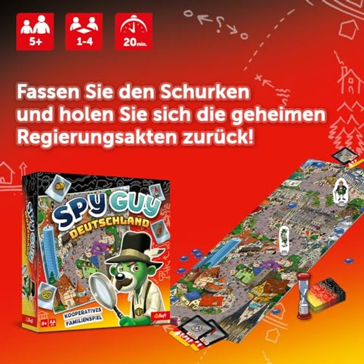 Trefl Spy Guy Deutschland, Kooperatives Detektivspiel mit großem Spielbrett (111 cm), für 1-4 Spieler ab 5 Jahren, ideale Familienunterhaltung – Bild 2