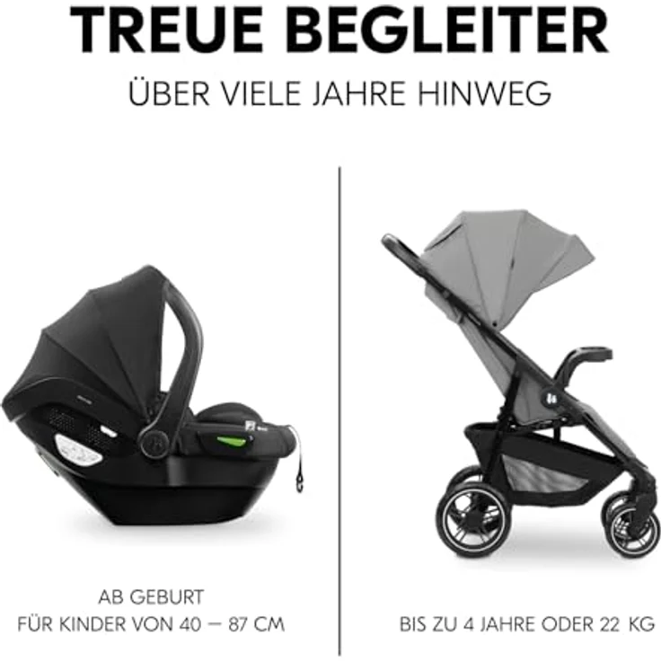 hauck Shop N Care Travel Set 2in1 Kinderwagen inkl. Buggy und Babyschale, Liegefunktion, Getränkehalter, UV-Schutz 50+ (Grey) – Bild 3