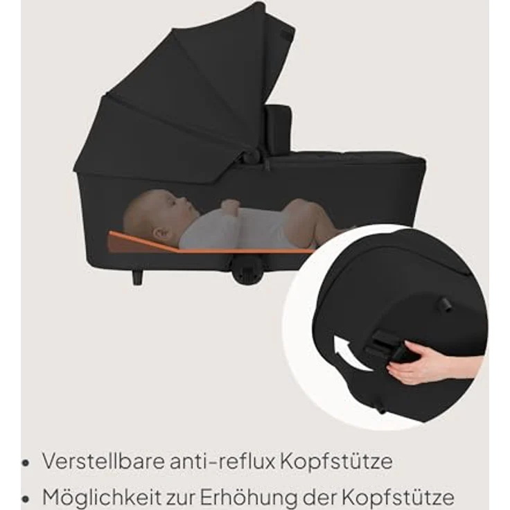 Lionelo Kinderwagen Carmine 3in1, mit Autositz i-Size, Babywanne & Buggy, GravelTech Räder, Federung, UPF50+, Schwarz – Bild 5