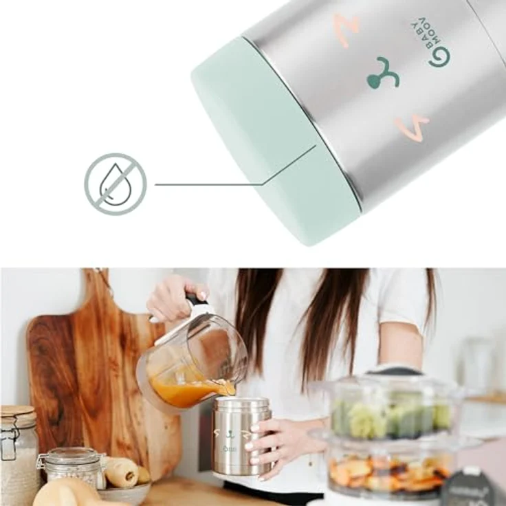 Babymoov EATS'ISY Edelstahl-Thermobehälter für Babynahrung, 350ml Füllmenge, hermetischer Schraubverschluss – Bild 4