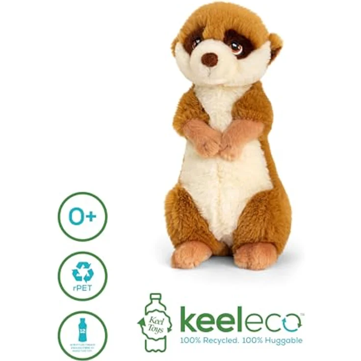 Keel Toys Keeleco Plüschtier Erdmännchen, 22 cm, umweltfreundlich aus 100% recycelten Materialien, waschbar – Bild 2