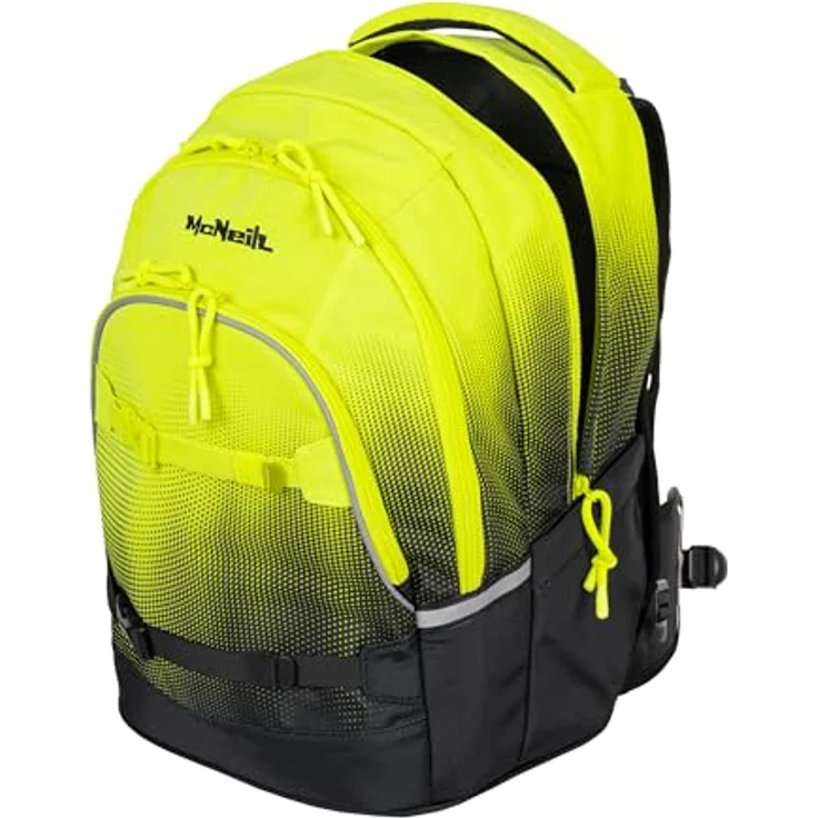 McNeill Schulrucksack MILO, gepolsterte Rückriemen, Air-Flow Rückensystem, Gelb-schwarz – Bild 1
