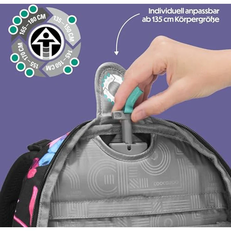 Coocazoo PORTER Schulrucksack „Floral Artnight”, schwarz-blau, ergonomisch, höhenverstellbar, mit Brustgurt & Hüftgurt, für 3. Klasse, 5 Fächer, reflektierend, nachhaltig – Bild 5