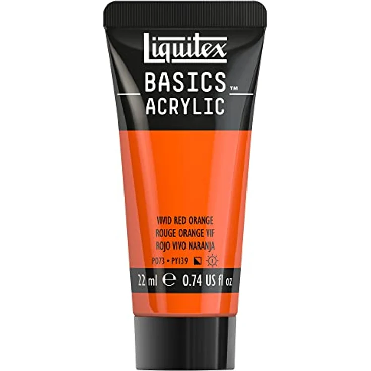 Liquitex Basics Acrylfarbe - Rotorange Leuchtend - 22 ml Tube, lichtecht, mittlere Viskosität, seidenglänzend, monopigmentiert, Archivqualität – Bild 1
