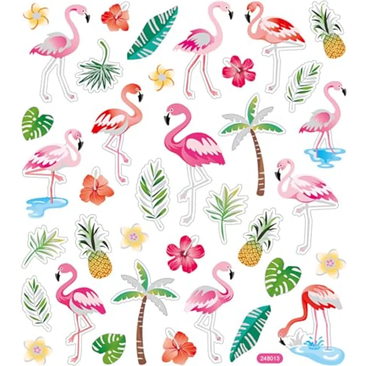 Creativ Aufkleber Flamingos, Bogen 15 x 16,5 cm, ca. 37 Stück, Flamingo, 1 Bogen – Bild 3