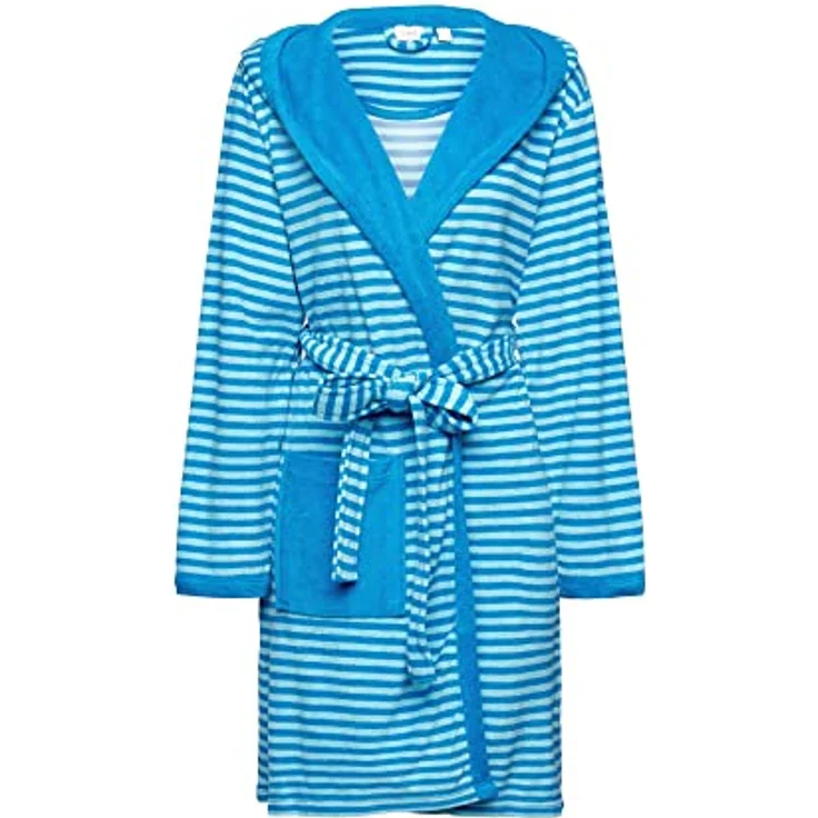 Esprit Esprit Bademantel Damen Kapuze Striped Hoody, sportliches Streifendesign, turquoise, 80% Baumwolle – Bild 4
