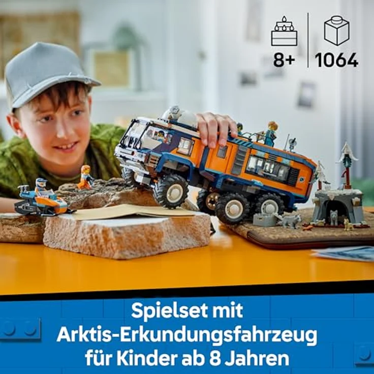 LEGO City 60471 Arktis-Truck mit Labor, 6-rädrig, inkl. 5 Mini-Figuren und Schneemobil, Mehrfarbig – Bild 2