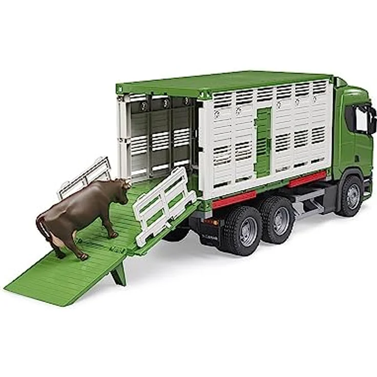 bruder 03548 - Scania Super 560R Tiertransporter LKW mit 1 Rind - 1:16 Fahrzeuge, Lastwagen, Vieh Anhänger, Spielzeug ab 4 Jahre – Bild 2