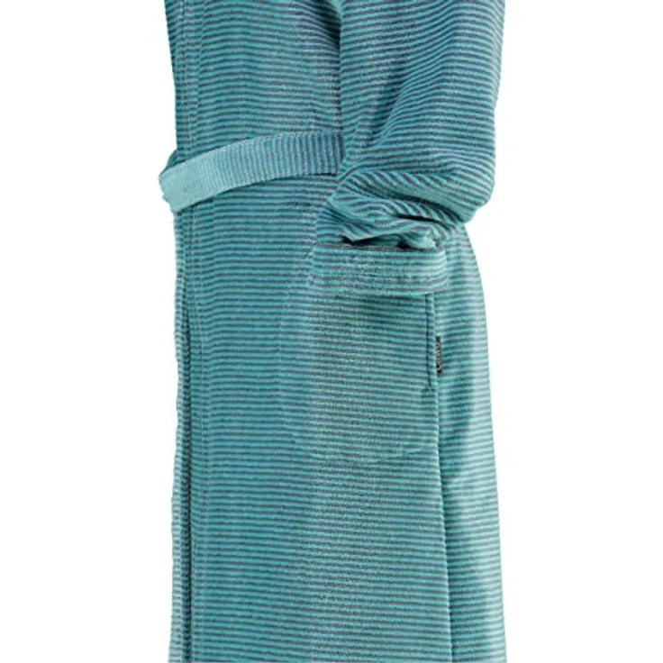 Cawoe Bademantel, Blau, Gestreift, Textil mit Kapuze und Reißverschluss, Damen Badtextilien – Bild 5