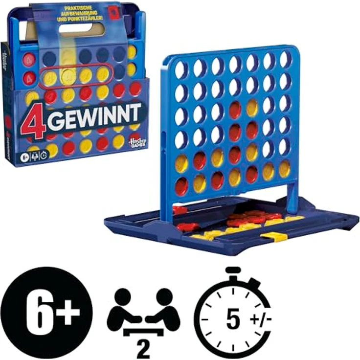 Hasbro Gaming 4 Gewinn Refresh, Brettspiel mit 4 Chips, praktischer Tragebox und integriertem Punktezähler für 2 Spieler – Bild 2