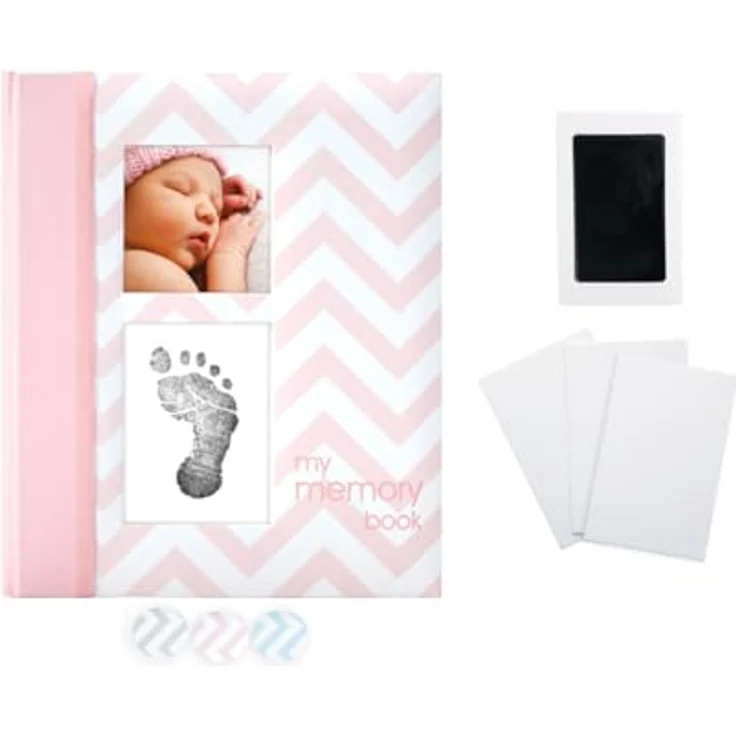 Pearhead P62202 Chevron Babybuch mit Clean Touch Stempelkissen, rosa (Texte auf Englisch) - Preisvergleich – Bild 2