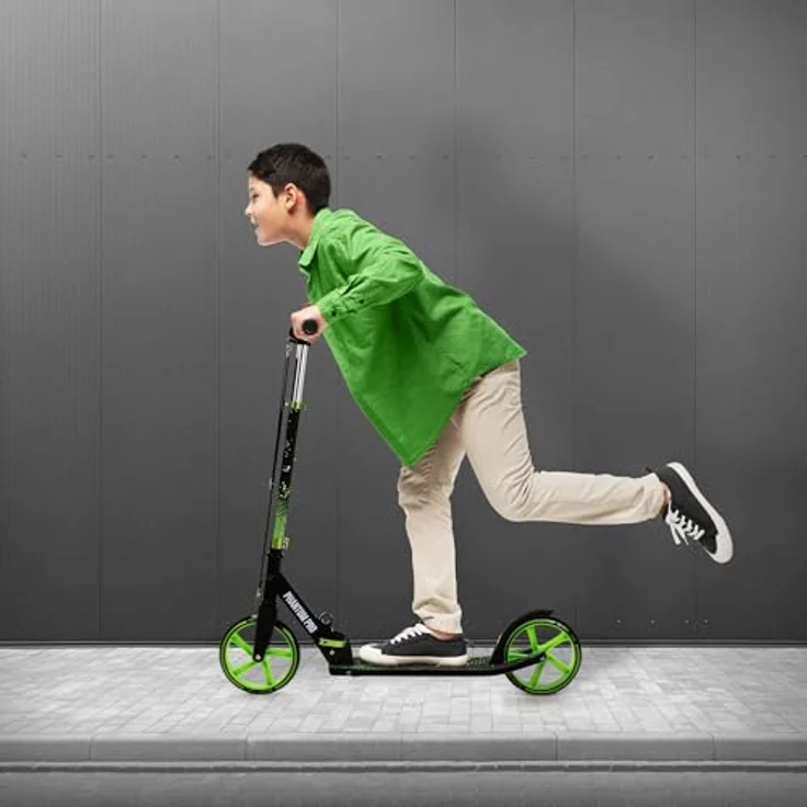Hauki Cityroller Scooter Grün, klappbar & höhenverstellbar, XXL-Räder, Tritt-Bremse, Kick Roller für Kinder & Erwachsene bis 100kg – Bild 9