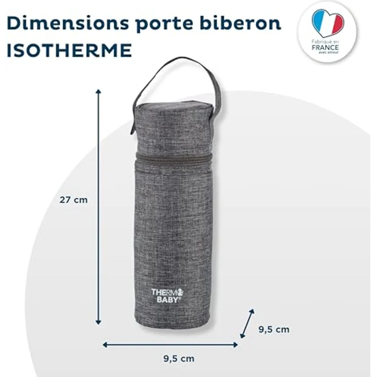 Thermobaby isolierter Babyflaschenhalter, große Kapazität bis 1 Liter, grau meliert – Bild 4