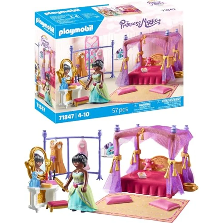 PLAYMOBIL 71847 Prinzessinnen-Schlafzimmer mit Ankleide, Himmelbett und 3 Kleider, Teil der Princess Magic Reihe – Bild 1