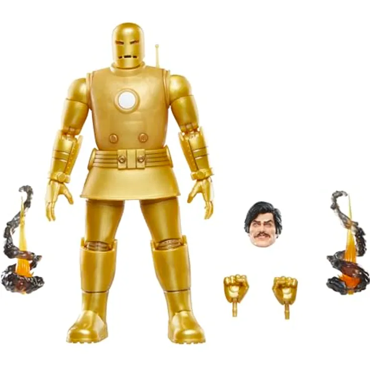 Marvel Legends Iron Man (Model 01 - Gold), 15 cm Action-Figur mit 7 Accessoires und 20 beweglichen Punkten