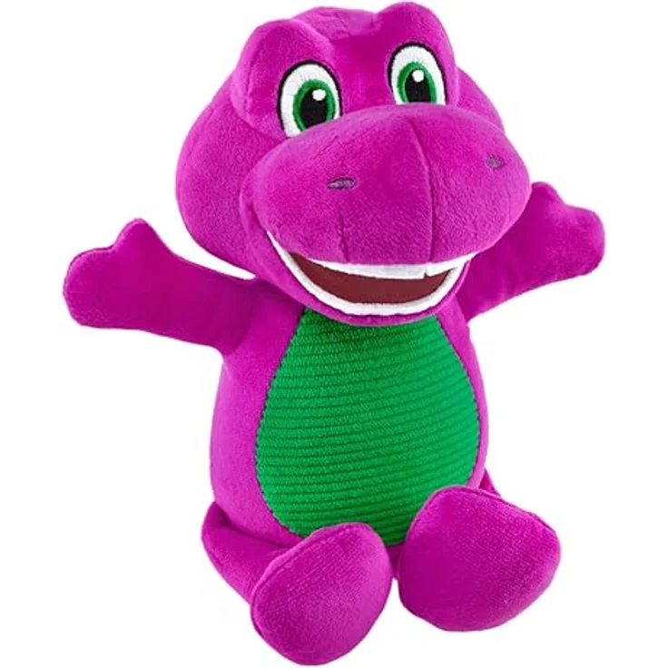 Fisher-Price Barney Plüsch-Dinosaurier-Figur, ca. 16,5 cm groß, kuschelige Rollenspiel-Action für Kinder ab 2 Jahren, HVF40 – Bild 1