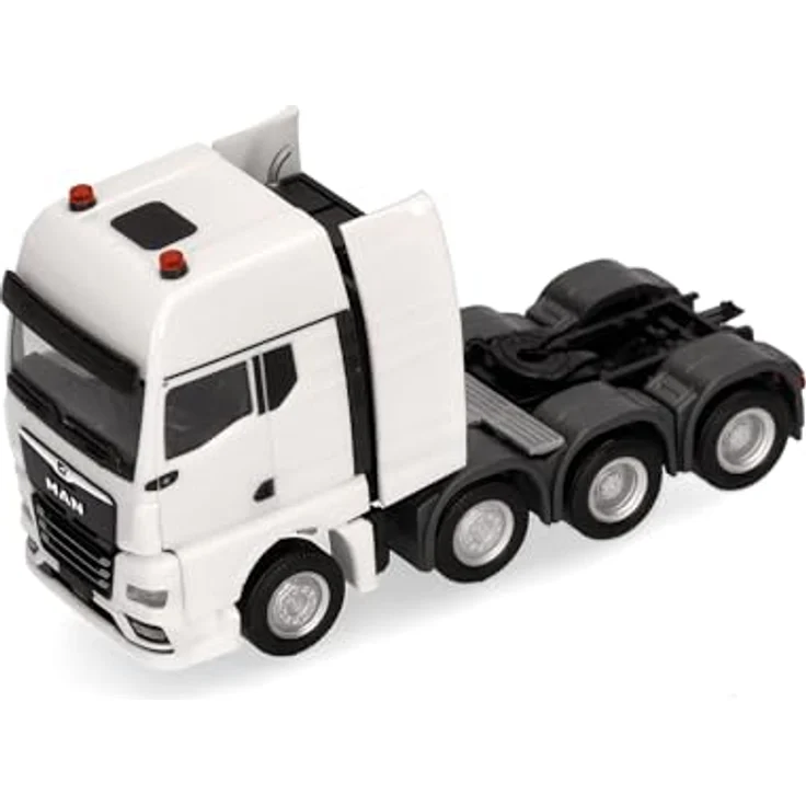 Herpa LKW Modell Man TGX GX, 4-achs Schwerlastzugmaschine (luftgefedert, 8x4), weiß, Miniatur im Maßstab 1:87, Sammlerstück aus Kunststoff, Made in Germany – Bild 3