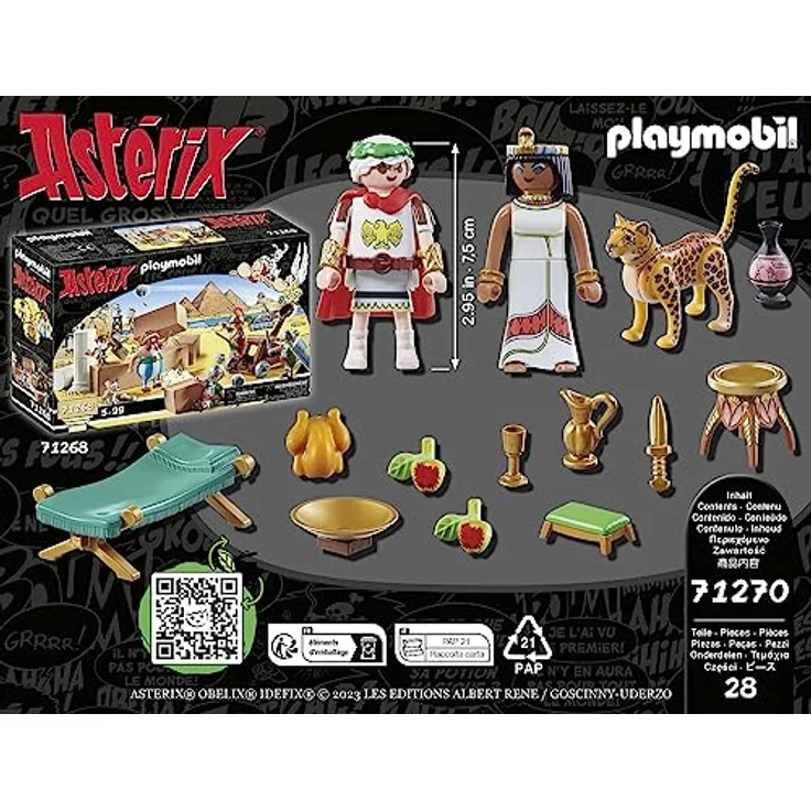 PLAYMOBIL Asterix 71270 Cäsar und Kleopatra, Leopard und eine Chaiselongue, Spielzeug für Kinder ab 5 Jahren – Bild 5