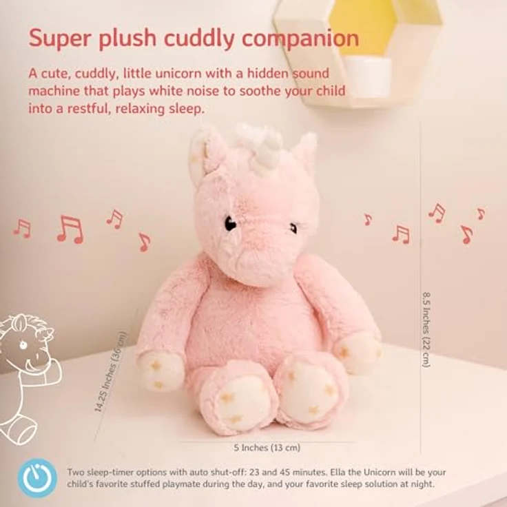 Cloud B Ella das Einhorn, Kuscheltier mit Sternenprojektor und Nachtlicht für Babys, sanftes Licht und 8 beruhigende Geräusche, inklusive Auto-Off-Funktion – Bild 4