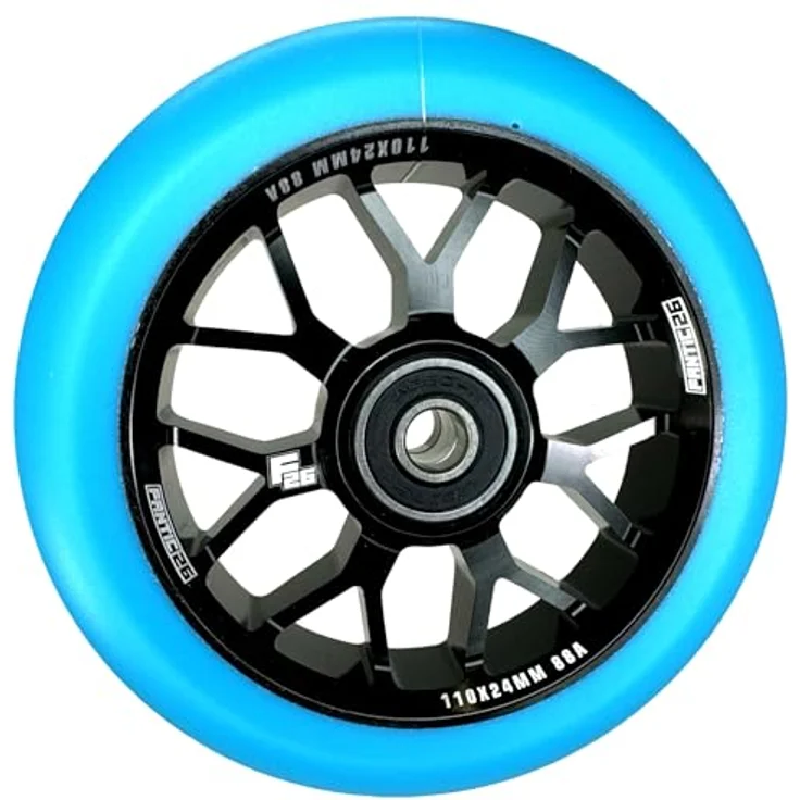 Fantic26 Spy7 Stunt-Scooter Rolle 110mm Abec11, Aluminium 6061, Schwarz / Pu Türkis – Bild 2