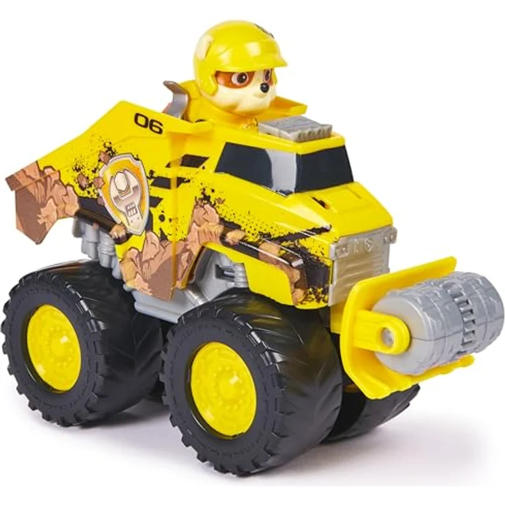 Paw Patrol Rubble’s Bulldozer, Spielzeugauto mit ausfahrbarer Pflugwalze und Rubble-Figur im Rescue Wheels Look – Bild 5