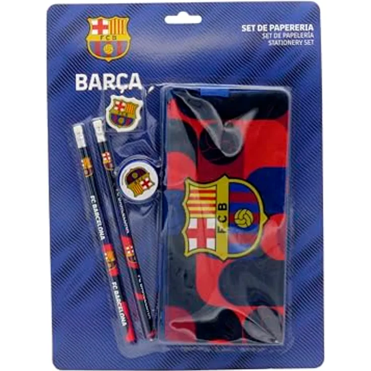 FC Barcelona Dreifach Federmäppchen, 3 Fächer mit Reißverschluss, ideal für Schule und Büro