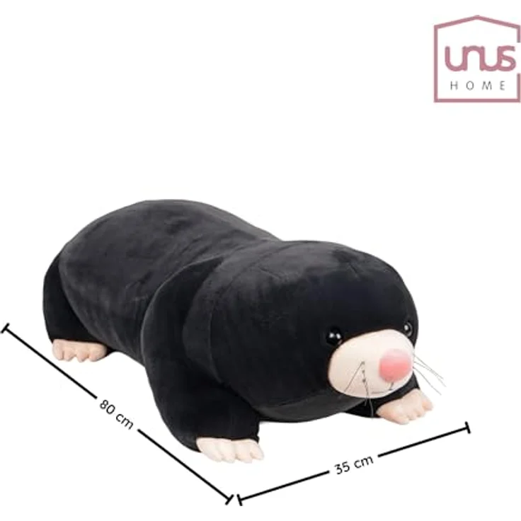UNUS HOME Plüschfigur Maulwurf, 80 cm schwarz, weiches Kuscheltier und Kuschelkissen – Bild 7