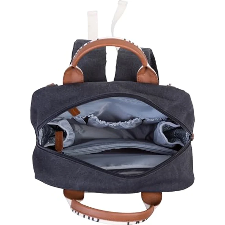 CHILDHOME Wickelrucksack Family Bag Club, Großes Fassungsvermögen, Multifunktional, 11 Fächer, Isotherm Taschen, Trolley-Koffer Durchgang, Kinderwagenbefestigung, 20,5L, Schwarz – Bild 4