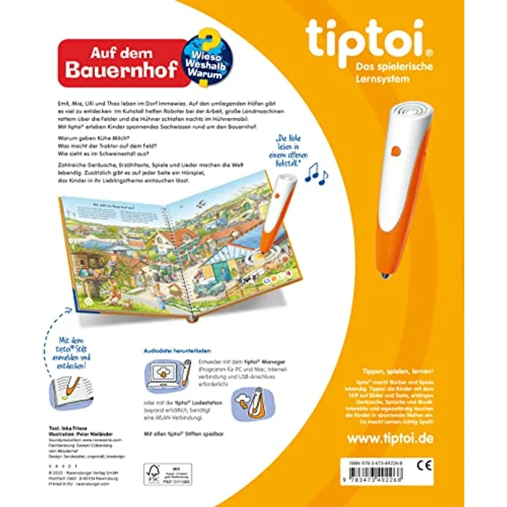 Ravensburger tiptoi® Buch - Wieso? Weshalb? Warum? - Auf dem Bauernhof, interaktive Erlebnisse mit Erklärungen und Geräuschen – Bild 2