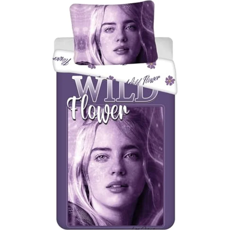 Jerry Fabrics Billie Eilish Bettwäsche Set 135/140x200, 100% Baumwolle, offiziell lizenziertes Design, mit Reißverschluss, maschinenwaschbar – Bild 2