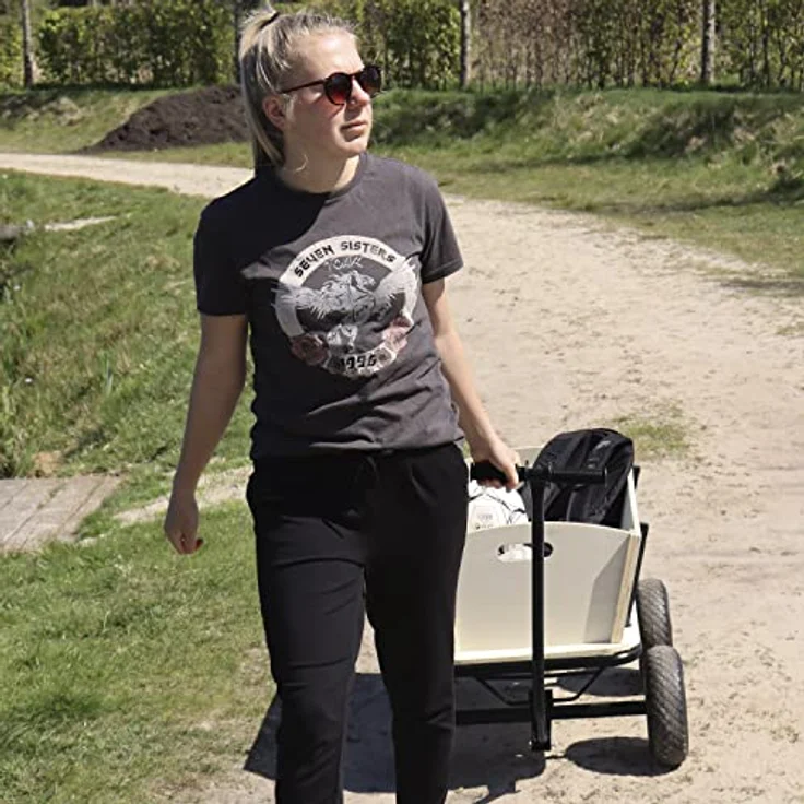Ambia Garden Bollerwagen, Schwarz/Braun aus Holz/METALL, 95x97x61 cm, CE-zertifiziert, Kinderwagen für den Outdoor-Einsatz – Bild 9