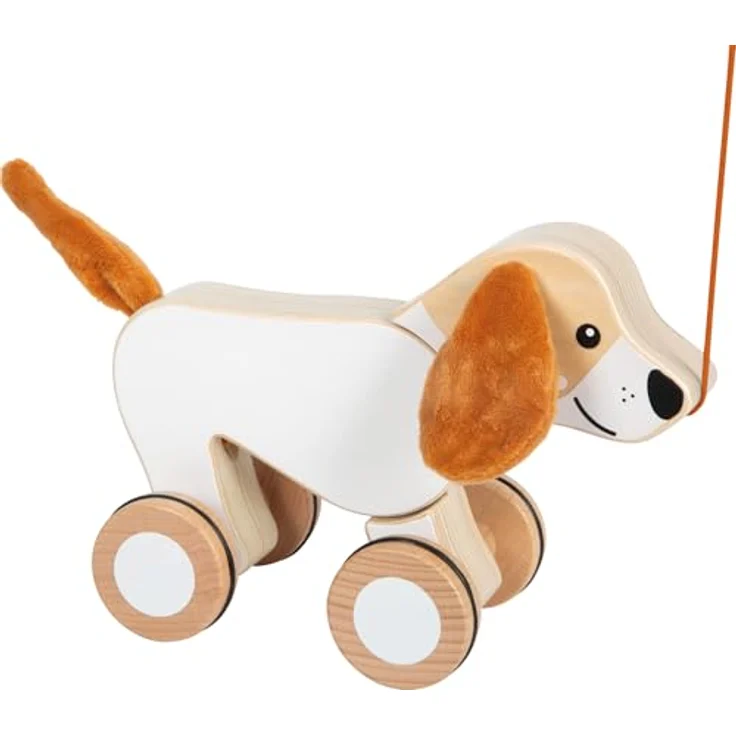 Small Foot - Wooden Sled Dog with Crinkly Ears, Schiebe- & Ziehspielzeug für Babys – Bild 8