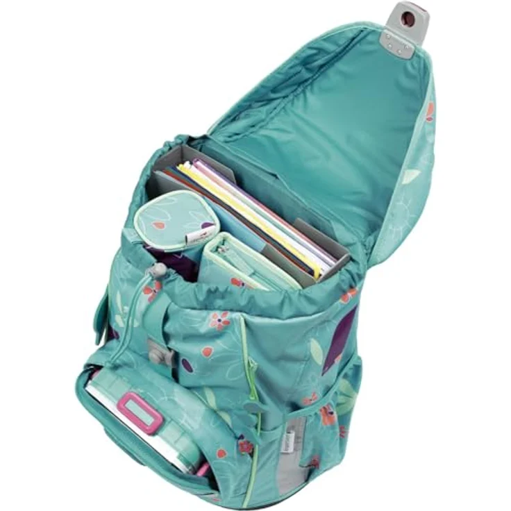 DerDieDas Schulranzen Set 5-TLG. ErgoFlex Light Butterfly Garden, leicht mit 800g Eigengewicht, ergonomisch mit abnehmbaren Hüftgurten – Bild 5