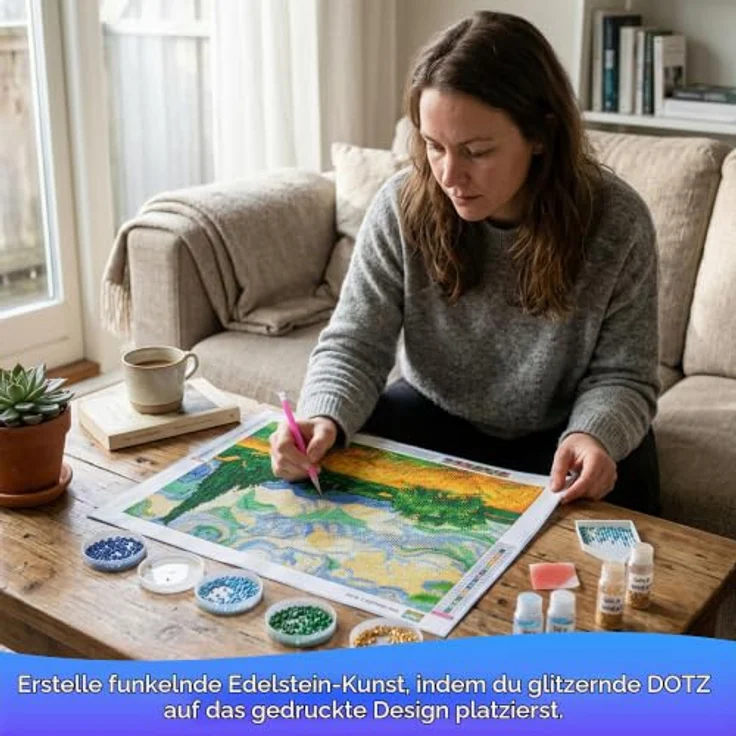 Diamond Dotz Kreativset „Weizenfeld mit Zypressen“, Bastelset für Erwachsene und Jugendliche ab 12 Jahren, inklusive hochwertiger Strasssteine und detaillierter Anleitung, 51 x 39 cm – Bild 2