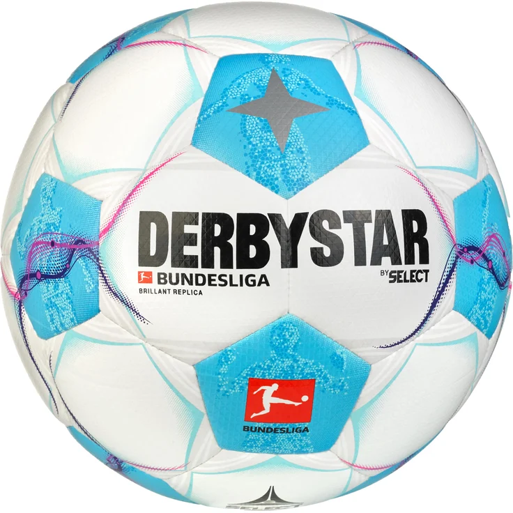 Derbystar Fussball Bundesliga Brillant Replica 2024/2025, Trainingsball 5 - Weiß-Hellblau-Schwarz-Pink – Bild 1