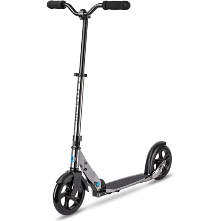 Micro Micro Classic Neochrom Schwarz, Scooter mit extragroßen 200 mm Rädern & ergonomischem Trittbrett