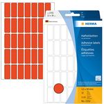 HERMA 2352 Etiketten rot, 32 Blatt, 12 x 30 mm, 35 pro Bogen, 1120 Aufkleber, selbstklebend, Vielzweck Klebeetiketten zum Beschriften, Universal Haftetiketten aus Papier, blanko