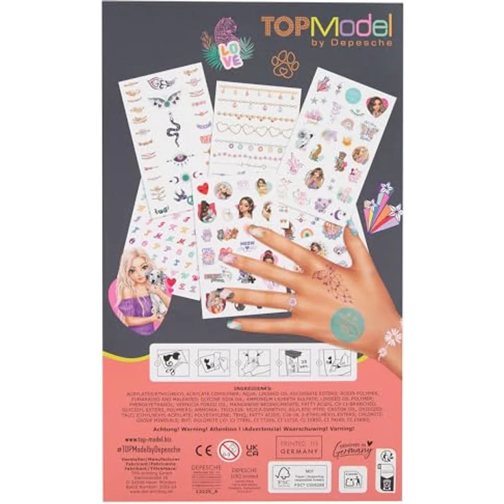 Depesche 13225 TOPModel - Tattooblock für Kinder, mit 6 Bogen temporärer Tattoos in unterschiedlichen Mustern, Farben und Designs – Bild 3