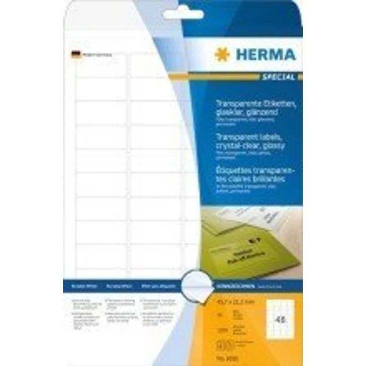 HERMA Folienetiketten 8016, 1.200 transparente Etiketten, rechteckig, 45,7 x 21,2 mm, wasserabweisend, selbstklebend, matt – Bild 2