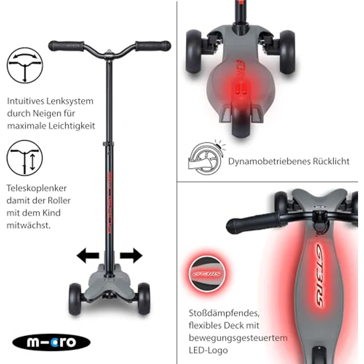 Micro Dreiradscooter Micro Kickboard Deluxe by Porsche, hochwertige Mikromobilität mit Schweizer Präzision und deutscher Ingenieurskunst – Bild 3