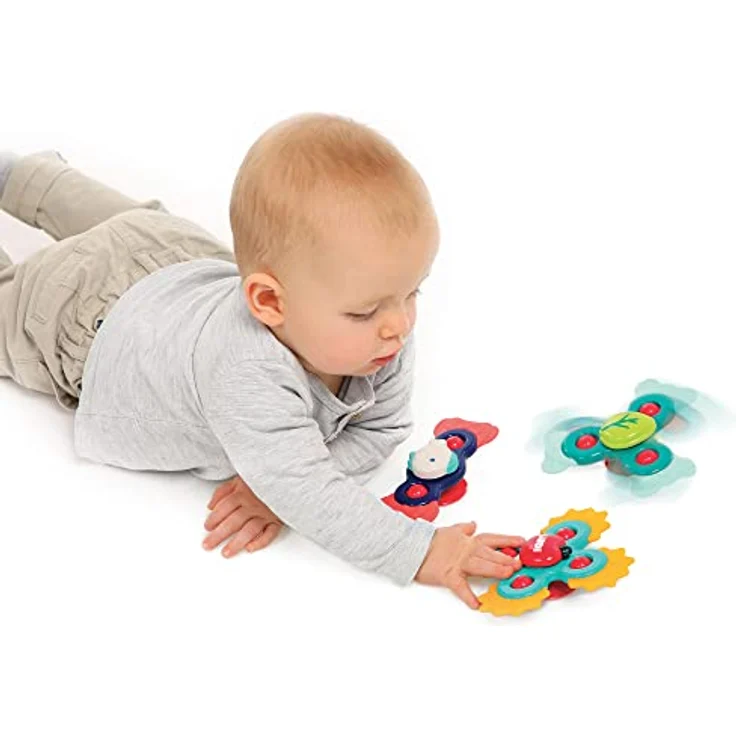 LUDI JBM SARL Handspinner für Babys, rotierendes Vakuumspielzeug mit 3 bunten Designs, ab 10 Monaten – Bild 2