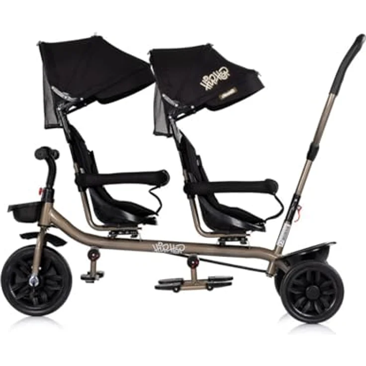 Chipolino Zwillingsdreirad Hip Hop, für zwei Kinder bis 40 kg, 360° drehbare Sitze, Schwarz – Bild 5