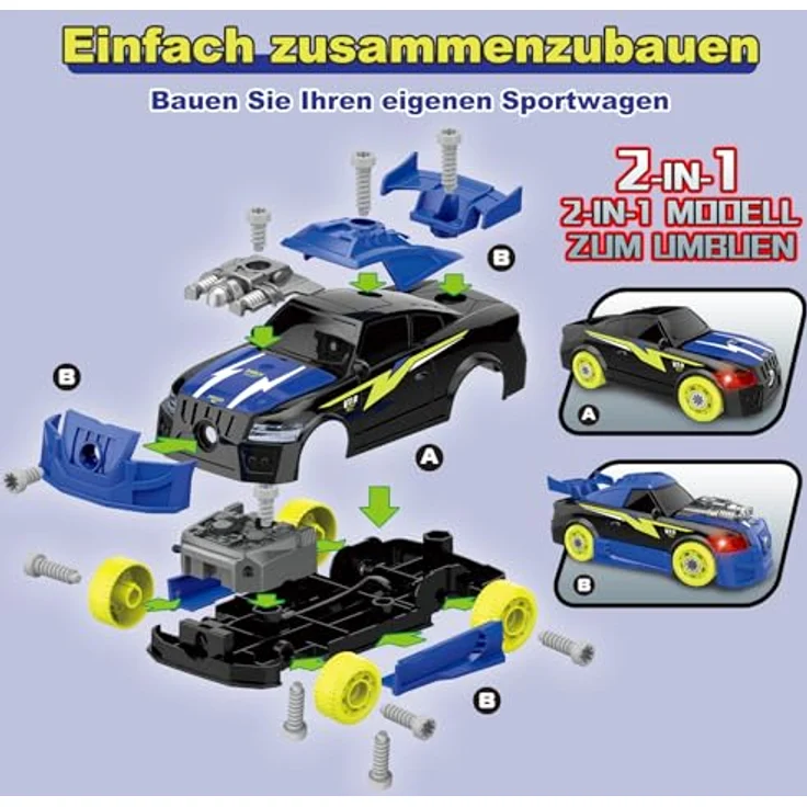 Pup Go Auseinander Nehmen Auto, 26-teiliges Spielzeug mit elektrischer Bohrmaschine, geeignet für Kinder ab 3 Jahren, inklusive 4 Ersatzschrauben – Bild 3