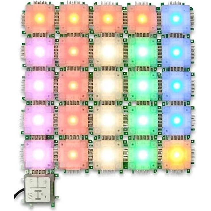 ALLNET brickrknowledge 7 Color Light Set, LED-Birnen in Blau, Grün, Orange, Rot, warmweiß, Gelb, inkl. Netzteil, 28 Bauteile – Bild 4